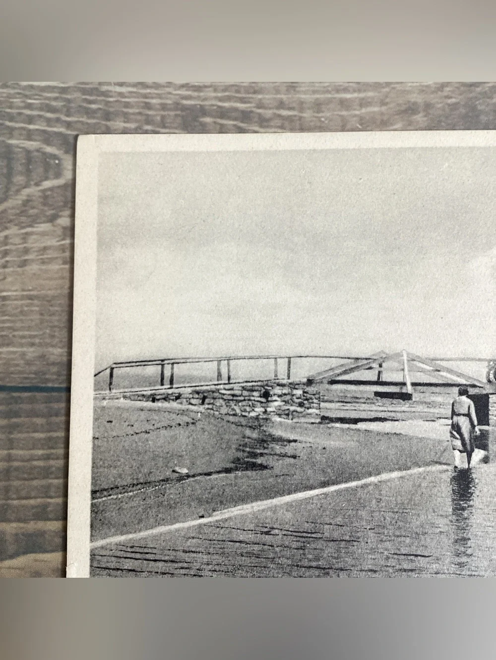 1910s Black & White Postcard Bridge At Stoney Point Thedford Ontario Touring Car